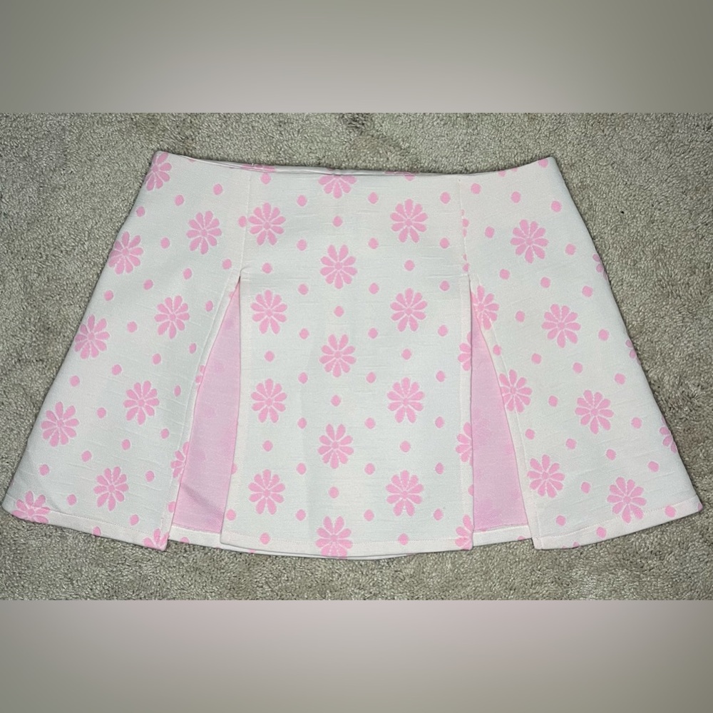 🌸✌️Retro Vintage Pink Floral Mini-Skirt/Size Medium